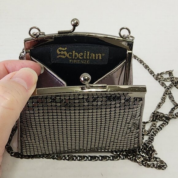 Scheilan Firenze Small Bag Purse with Long Chain - Metal Mesh - Picture 4 of 12